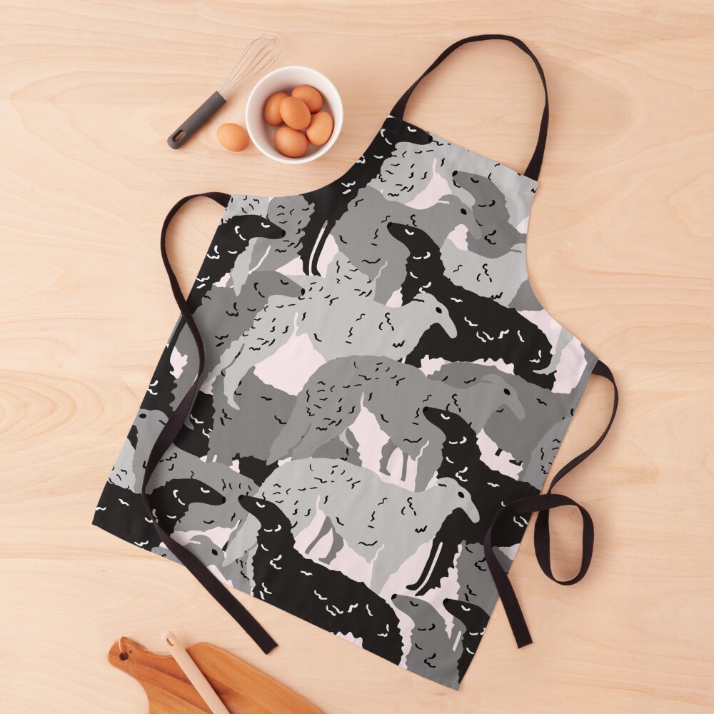 Cute Borzoi Dogs on Pink Background Apron
