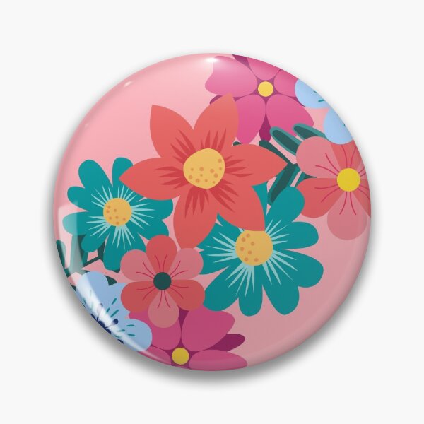 Aperçu de l'œuvre Guirlande florale colorée sur fond rose créée et vendue par ABInspired.