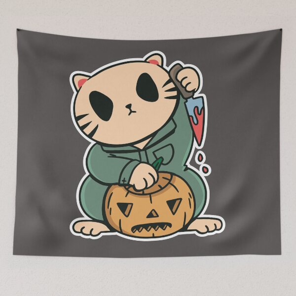 Item preview, Lucky Cat Carving a Pumpkin designed and sold by SLAG-Creative.