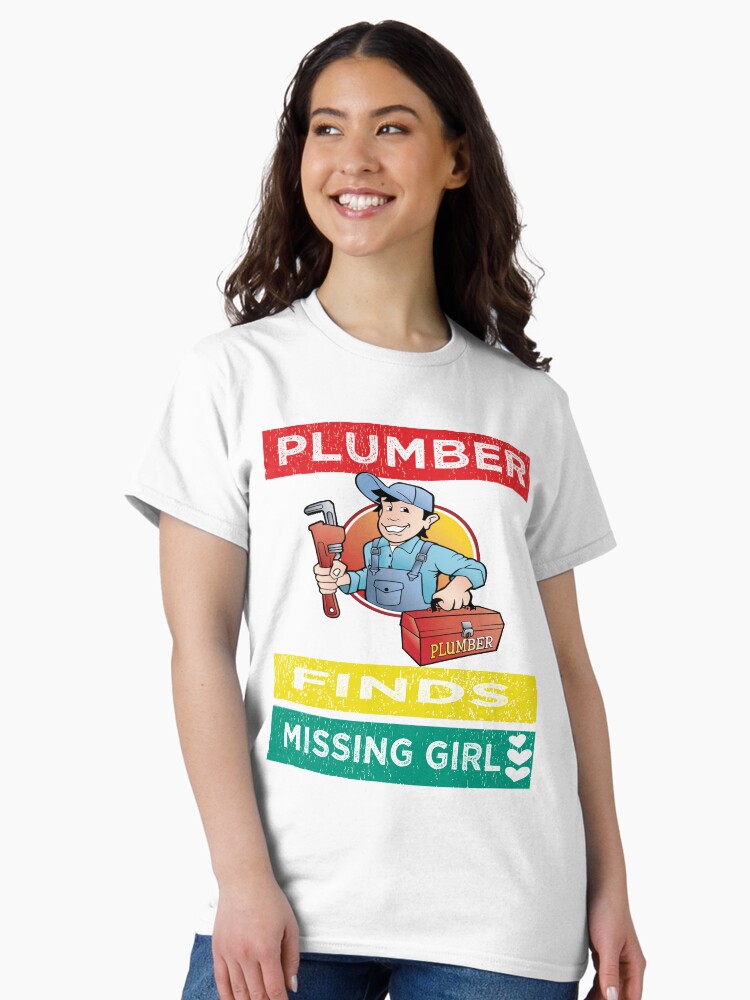 Thumbnail 2 of 7, Classic T-Shirt, plumber finds missing girl designed and sold by amirboudour2402.