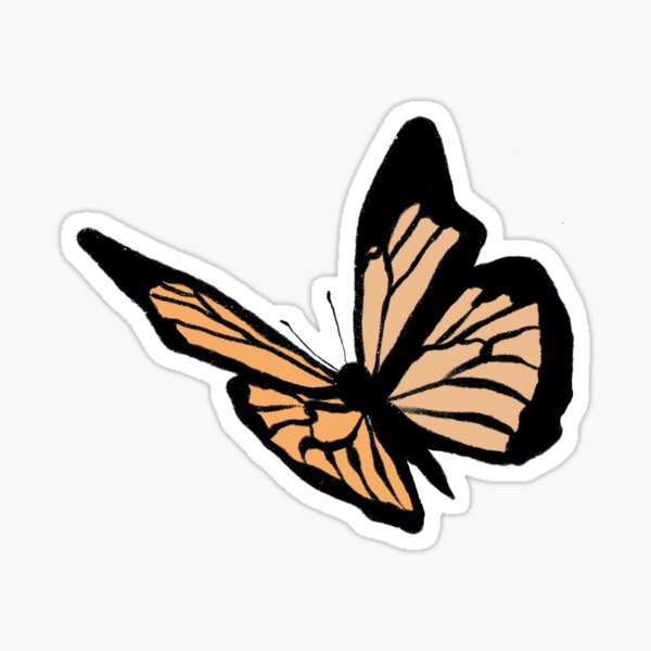 Orange Monarch Butterfly Sticker For Sale By Girlofrandom Redbubble