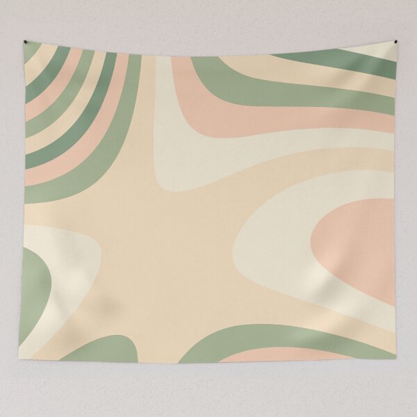 Item preview, Peach, Cream and Green Abstract Melting Stripes designed and sold by patternsoup.