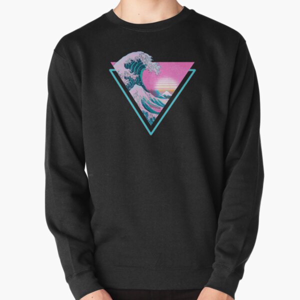 Vaporwave Aesthetic Great Wave Retro Triangle Pullover Sweatshirt
