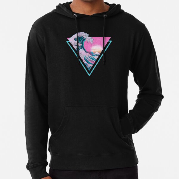 Vaporwave Aesthetic Great Wave Retro Triangle Lightweight Hoodie