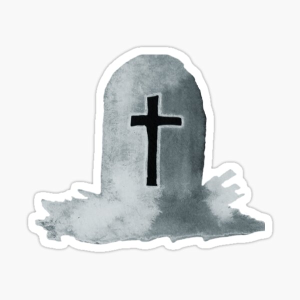 White on Black Gravestone Sticker