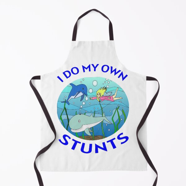 Item preview, I Do My Own Stunts Cute Funny Girl Free Diver with Dolphin and Shark designed and sold by KeysTreasures.