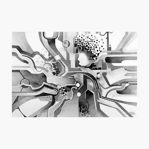 Sunberry - Abstract Watercolor Painting - Black and White Photographic Print