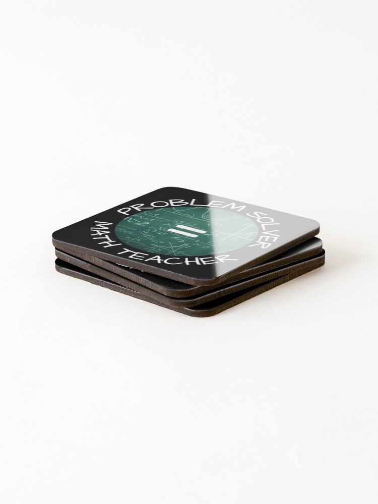 Thumbnail 4 of 5, Coasters (Set of 4), MerchHaus - Problem Solver = Math Teacher designed and sold by MerchHaus.