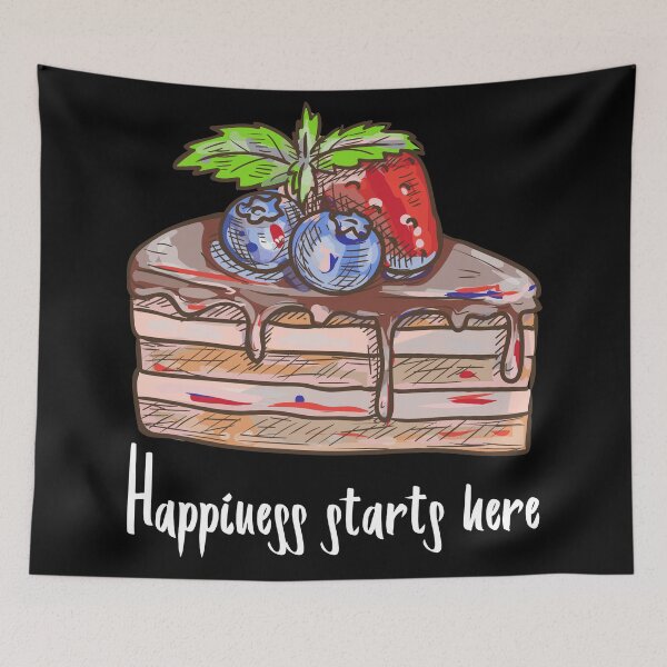 Item preview, Chocolate Cake with Mixed Berries. Happiness starts here. designed and sold by fowons.