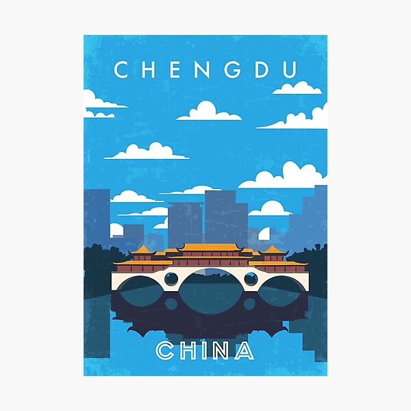 Item preview, Chengdu, China - Retro travel minimalistic poster designed and sold by GreekTavern1979.