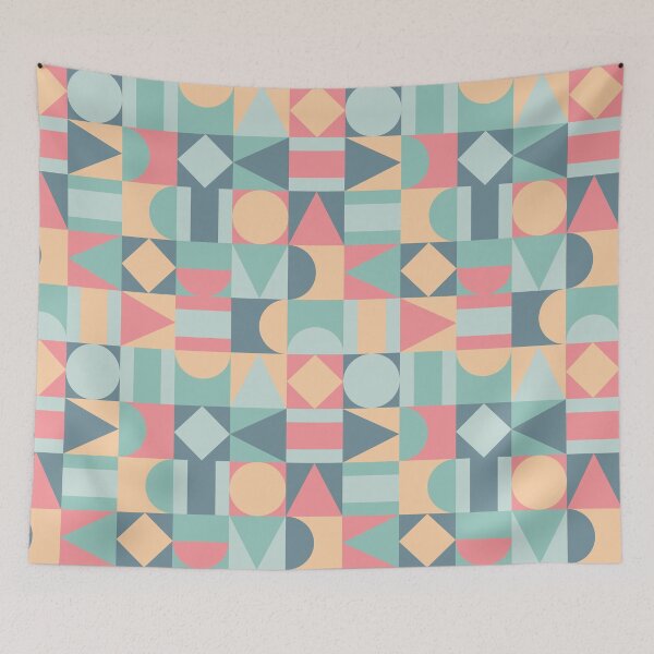 Item preview, Abstract Geometric Composition Pastels Checkered designed and sold by Printables Passions.