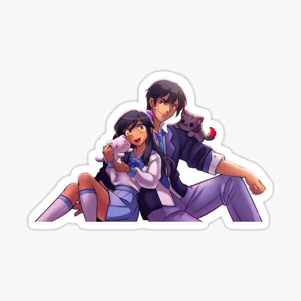 Aphmau and Aaron with Plushies, Aarmau and cats Sticker