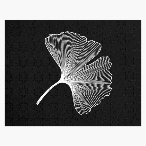 Ginkgo Biloba leaves pattern - WHITE Jigsaw Puzzle