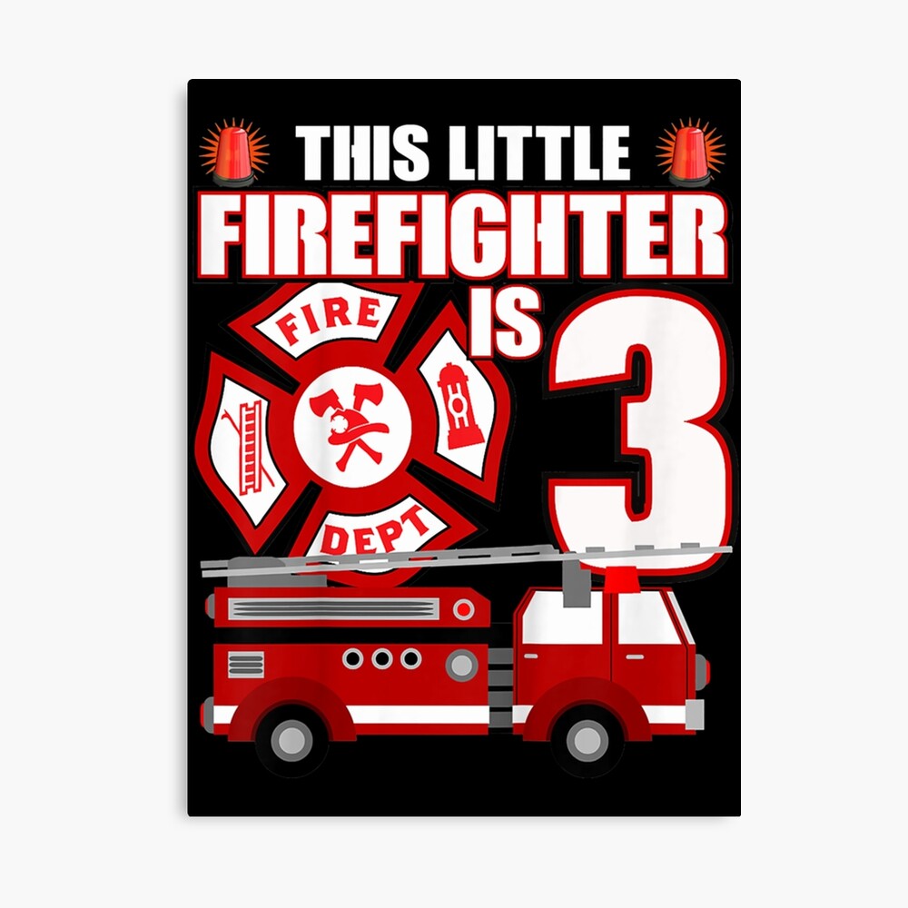 Kids 3 Year Old Firefighter Birthday Party Fire Truck 3rd Gif| Perfect Gift  For you and friends