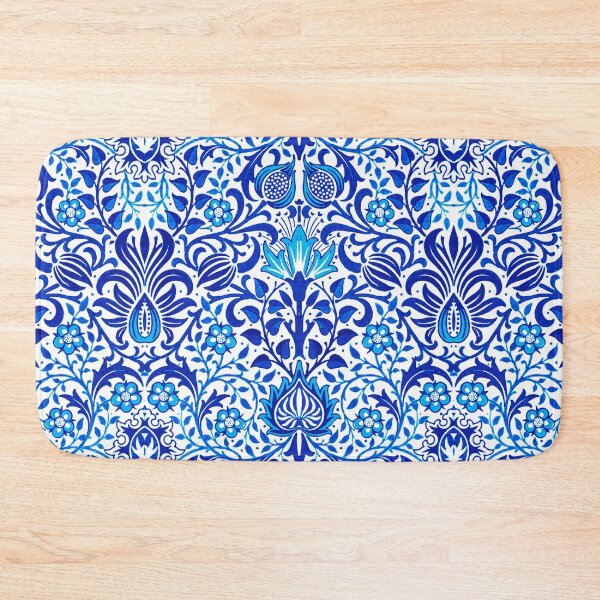 Item preview, Jacobean Floral Damask, Cobalt Blue and White  designed and sold by Marymarice.