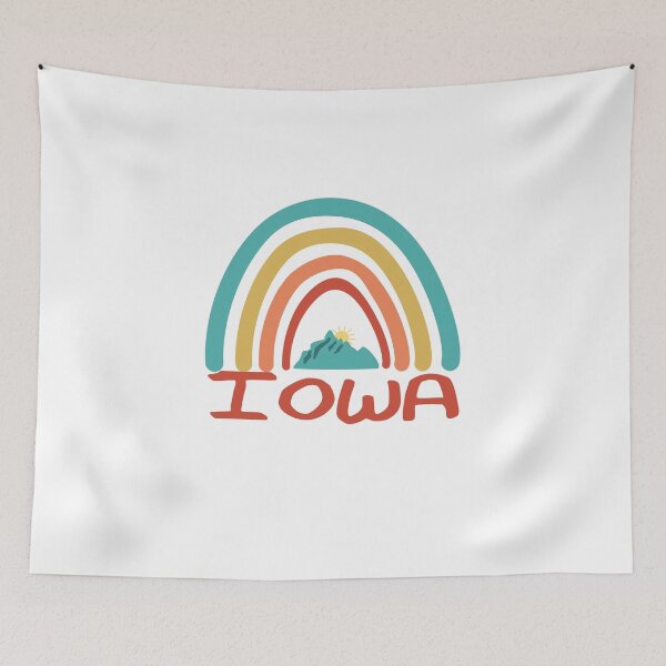 Item preview, Iowa Retro Vintage Rainbow - Iowa Mountain Souvenir - Gift - Hometown - Hiking - Nature designed and sold by HappyTees Lab.