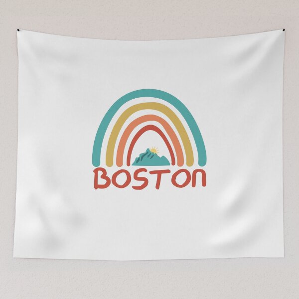 Item preview, Boston Retro Vintage Rainbow - Boston Massachusetts Mountain Souvenir - Gift - Hometown - Hiking - Nature designed and sold by HappyTees Lab.