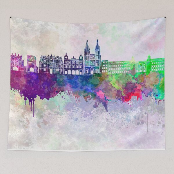 Item preview, Burgos skyline in watercolor background designed and sold by paulrommer.