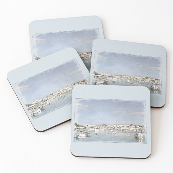 Item preview, Picturesque Fishing Harbor of Marsaxlokk - Malta - Distressed 1960s Retro Photograph designed and sold by Retro Art Factory.