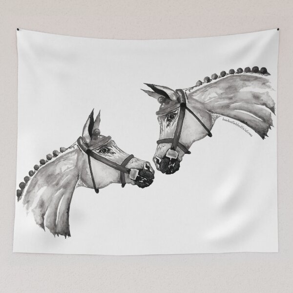 Item preview, Greyscale Reaching Horses Watercolour Design designed and sold by London-Fields.