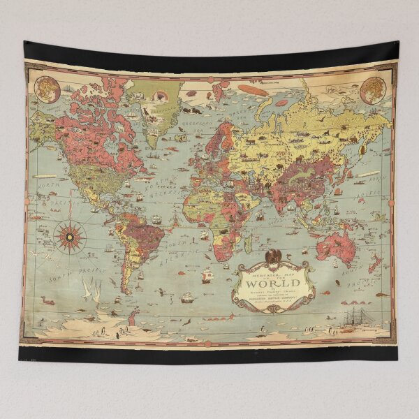Item preview, Vintage World Map designed and sold by 3leggeddogg.