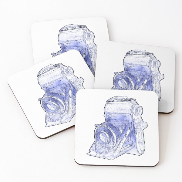 Item preview, Vintage Welta 35mm Camera Blue Cyanotype Sketch Style designed and sold by Retro Art Factory.
