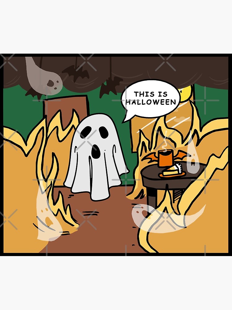 "This Is Fine Halloween Edition" Poster by BubblePieces Redbubble