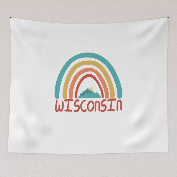 Item preview, Wisconsin Retro Vintage Rainbow - Wisconsin Mountain Souvenir - Gift - Hometown - Hiking - Nature designed and sold by HappyTees Lab.