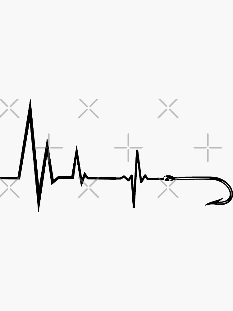 "Fishing hook heartbeat. Fisherman heartbeat. Funny fishing. " Sticker