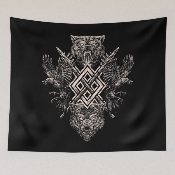 Item preview, Viking Wolf Raven of Odin Geri Freki Huginn Muninn Norse Mythology  Gungnir designed and sold by BluePagan.