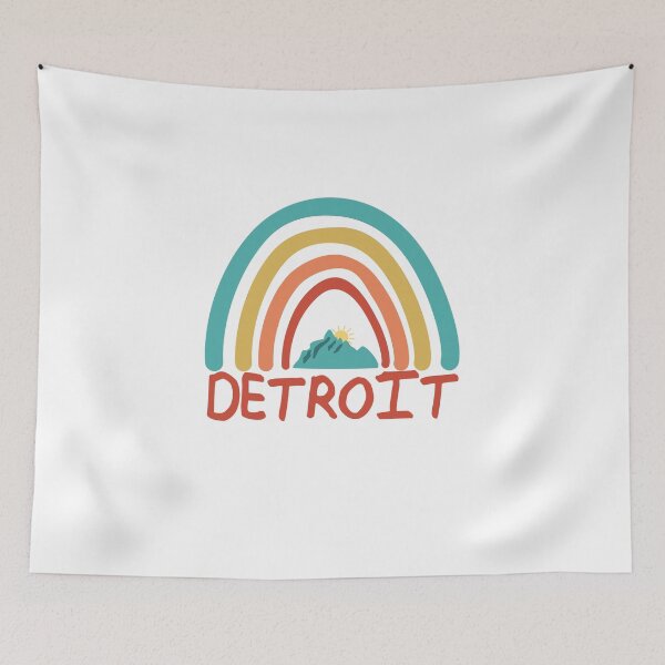 Item preview, Detroit Retro Vintage Rainbow - Detroit Michigan Mountain Souvenir - Gift - Hometown - Hiking - Nature designed and sold by HappyTees Lab.