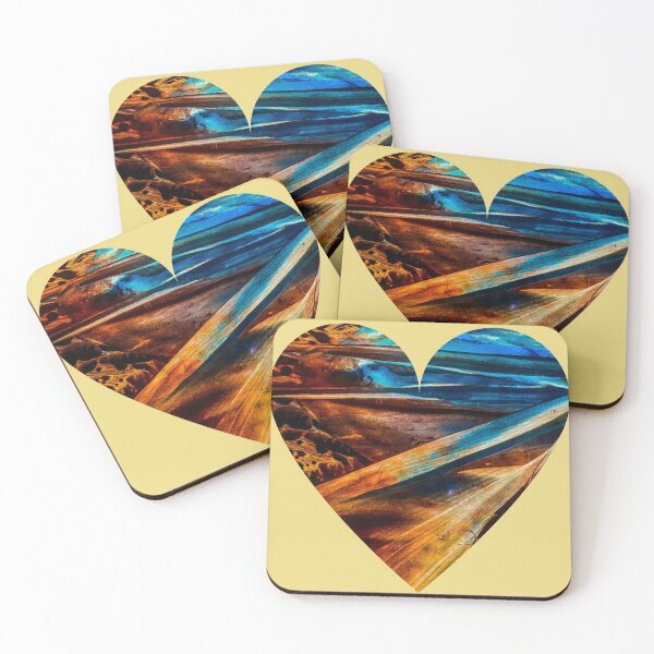 Item preview, Spectral sunset ray of cold blue and warm yellow abstract heart designed and sold by TitaCris.