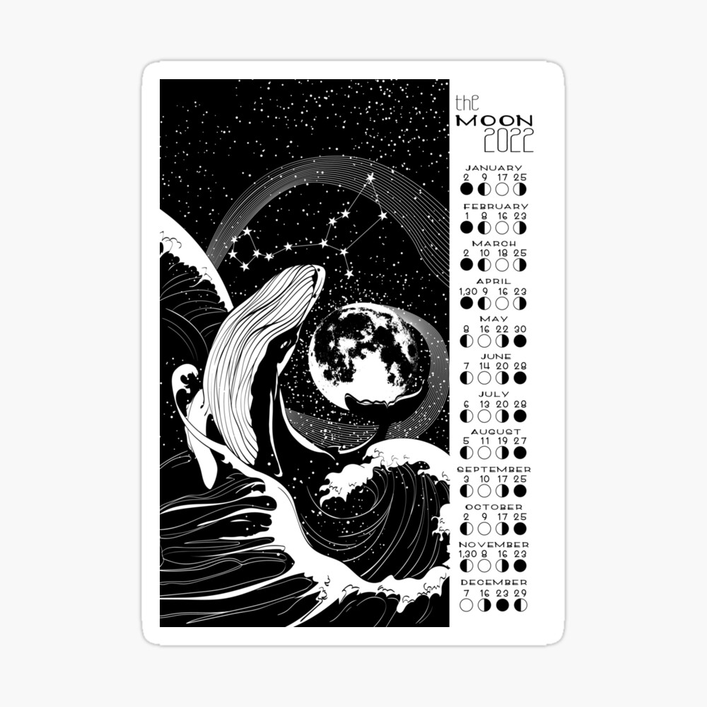 Moon Cycle Christmas 2022 Moon Calendar 2022 / Lunar Calendar 2022 / Est / Moon Phase Calendar /  Astrology Calendar / Christmas Calendar / Whale Moon Spirit Art Poster"  Poster By Galleryartfield | Redbubble