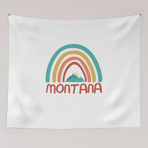 Item preview, Montana Retro Vintage Rainbow - Montana Mountain Souvenir - Gift - Hometown - Hiking - Nature designed and sold by HappyTees Lab.