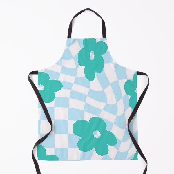 Item preview, groovy pinterest checkered abstract blue flower print designed and sold by SunwaveStickers.
