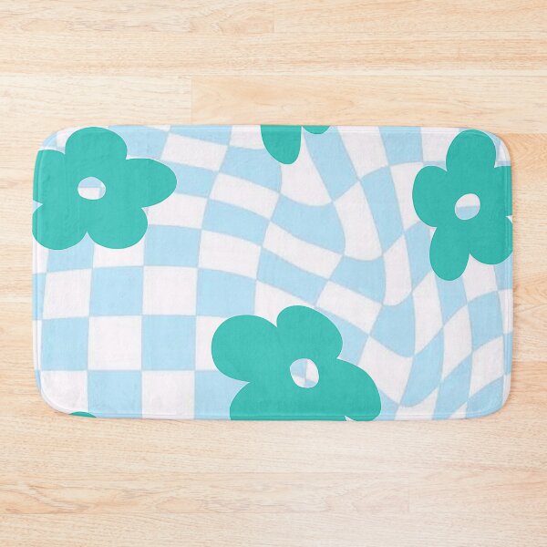 Item preview, groovy pinterest checkered abstract blue flower print designed and sold by SunwaveStickers.