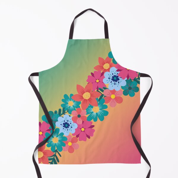 Aperçu de l'œuvre Guirlande florale printanière colorée avec fond bleu sarcelle jaune rose créée et vendue par ABInspired.
