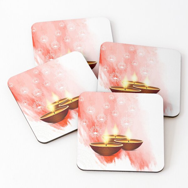 Item preview, Diwali Red Watercolor with Diyas designed and sold by HolidayBug.