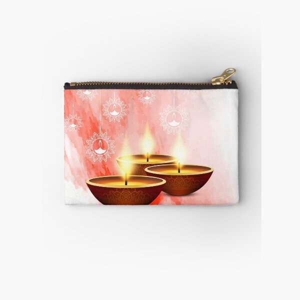 Artikelvorschau, Diwali Rotes Aquarell mit Diyas entworfen und verkauft von HolidayBug.