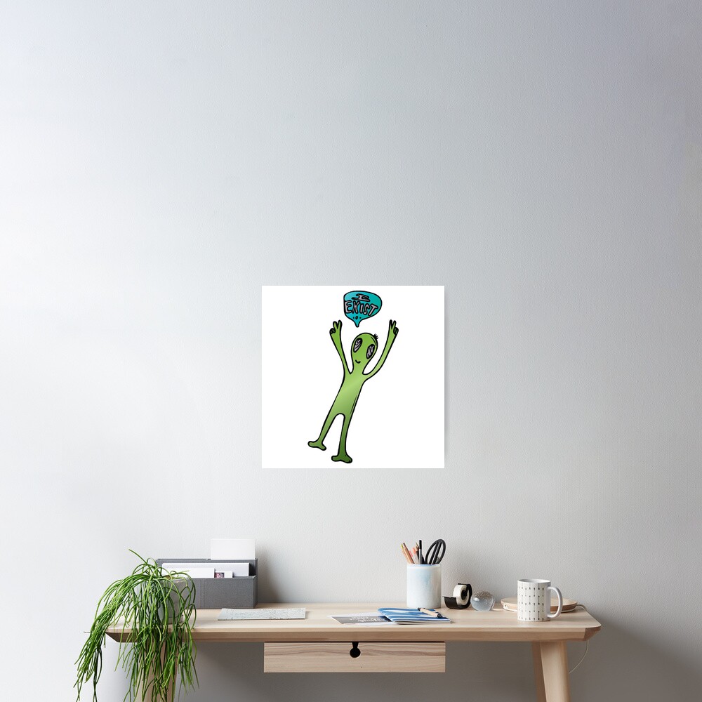"alien throwing up peace signs" Poster for Sale by heathlen Redbubble
