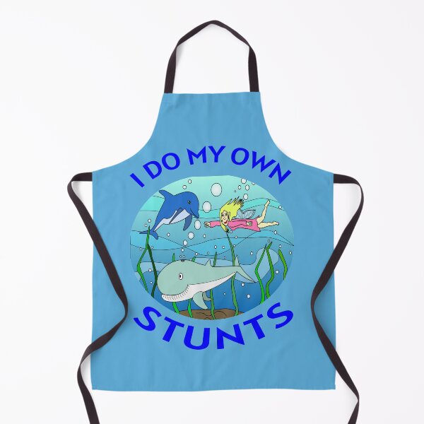 Item preview, I Do My Own Stunts Cute Funny Girl Free Diver with Dolphin and Shark designed and sold by KeysTreasures.