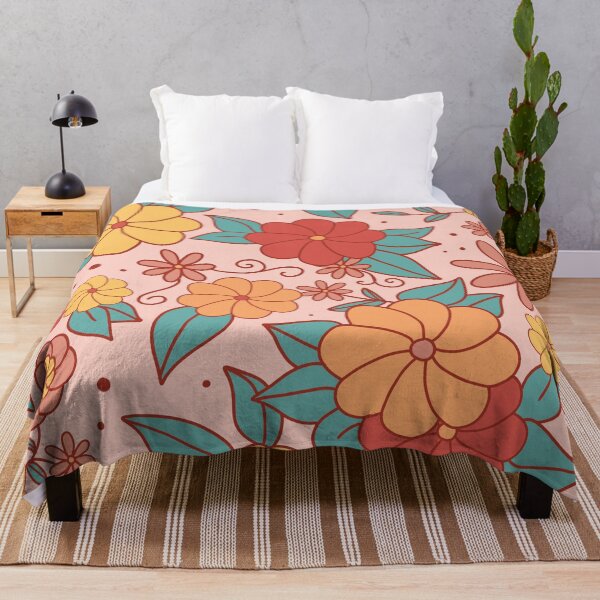 Item preview, vintage groovy 70's floral wallpaper print designed and sold by SunwaveStickers.