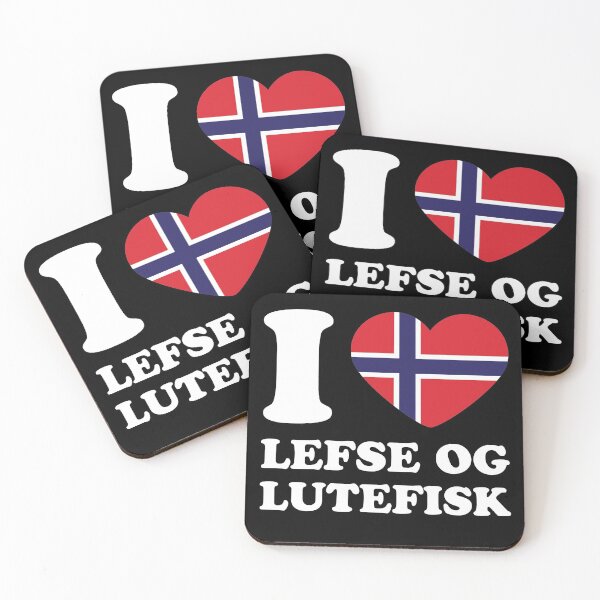 Item preview, I Love Lefse and Lutefisk Norwegian Flag Heart designed and sold by Huhnerdieb Apparel.