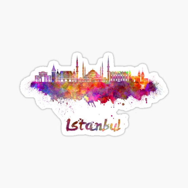 Vista previa del artículo con la obra «Horizonte de Estambul en acuarela», diseñado y vendido por paulrommer.