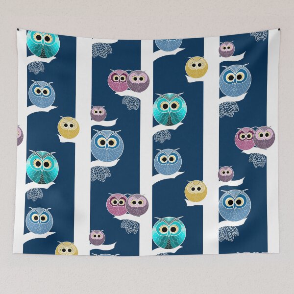 Item preview, Owls in the night in white trees  designed and sold by JAWSCreatives.