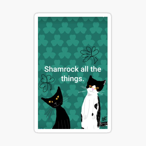 Cat with Shamrocks Sticker