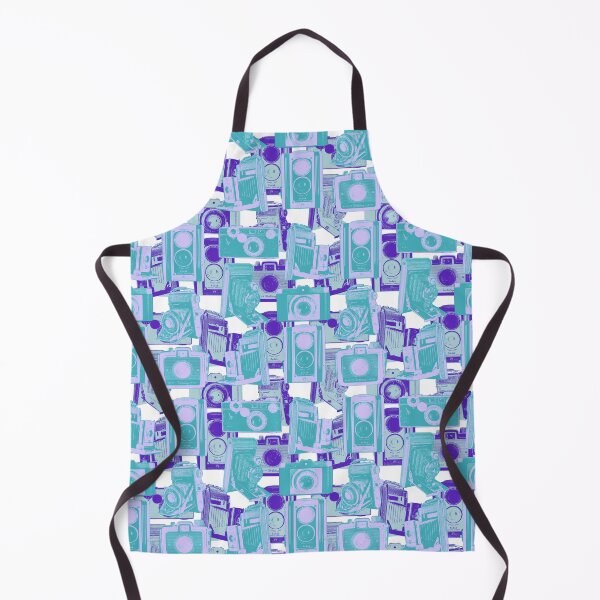 Item preview, Vintage Camera Pattern in Turquoise and Blue designed and sold by Retro Art Factory.