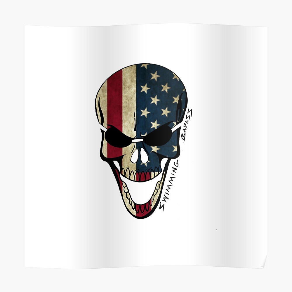 American Football USA Flag Skull Helm Poster for Sale by mafeel