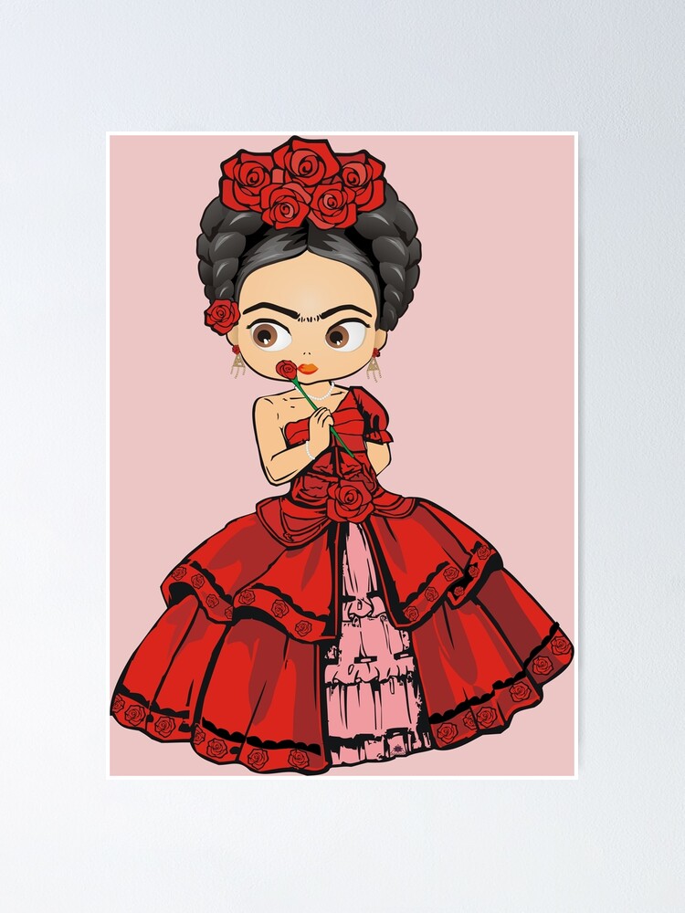 Póster «Vestido princesa Frida Kahlo rosas» de SoulSafe | Redbubble