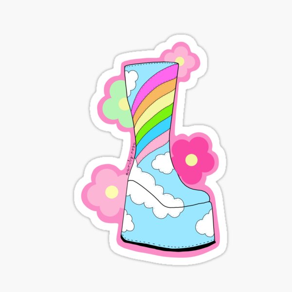 Rainbow Floral Cloud Platform Boots Sticker